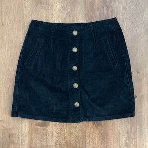 Black button up corduroy skirt